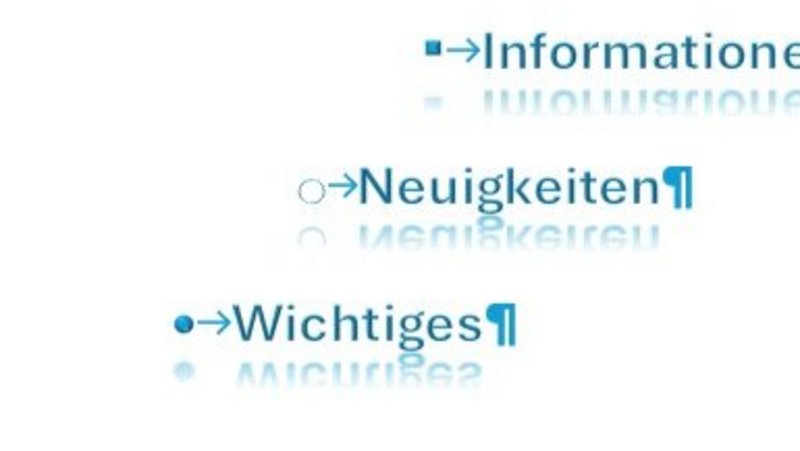 Gestalteter Text: Wichtig - Neu - Information