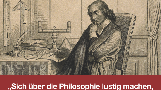 Blaise Pascal denkend am Tisch