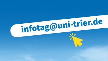 Blauer Hintergrund, gelber Mauszeiger und Schriftzug mit E-Mail-Adresse