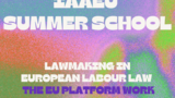 Flyer mit dem Namen der Veranstaltung und dem Datum auf buntem Hintergrund, oben die Logos der Universität Trier, des IAAEU und der DFH