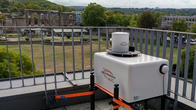 Wind-Lidar auf der Dachterrasse der Bundespolizei an den Kaiserthermen in Trier