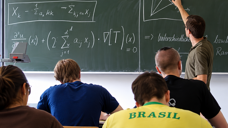 Universitätsvorlesung mit mathematischem Tafelanschrieb