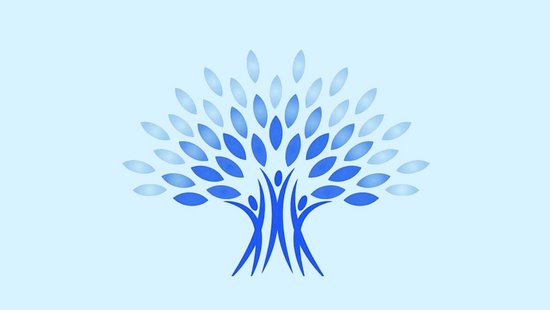 Freiheitsbaum auf blauem Hintergrund mit blauen Blättern