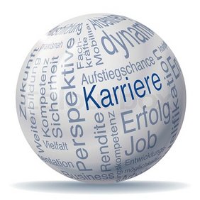 Symbolbild Karriere: Ball mit Beschriftung Karriere, Erfolg, Job, Aufstiegschancen, u.a.