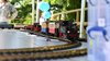 Modelleisenbahn an einem Stand. 