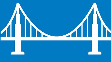 Weiße Brücke auf blauem Hintergrund