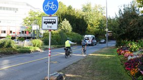 Während einer Testphase wurde ein Fahrstreifen der Christophstraße in Trier für den Rad- und Busverkehr reserviert. Foto: Presseamt der Stadt Trier