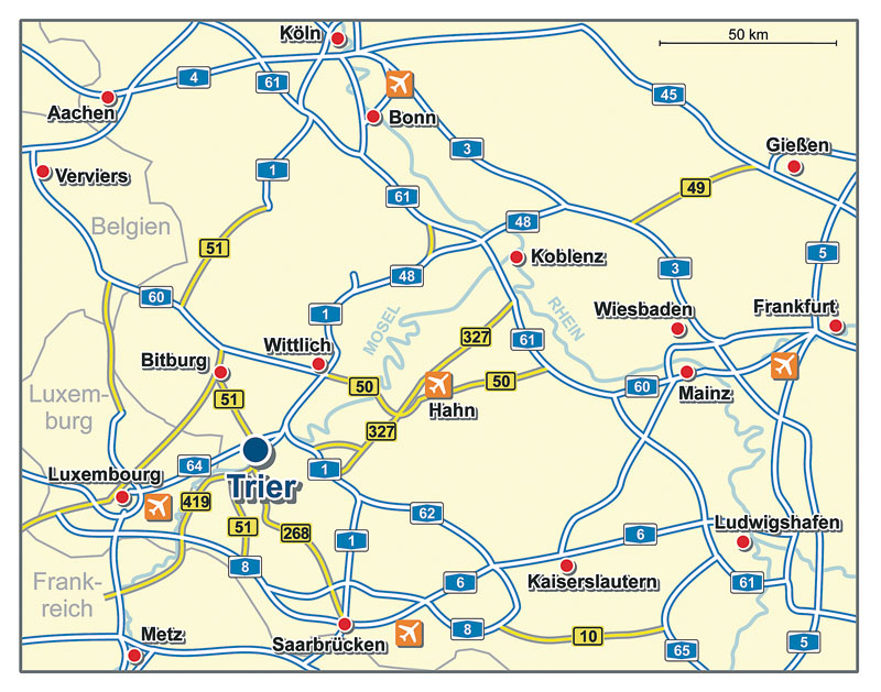 Getting to Trier - Regional map