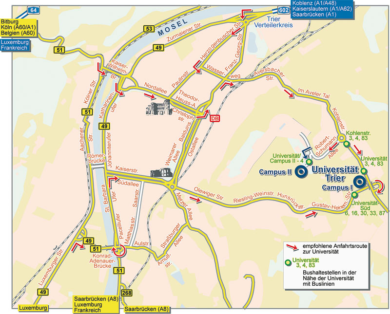 Getting to Campus II - Trier map